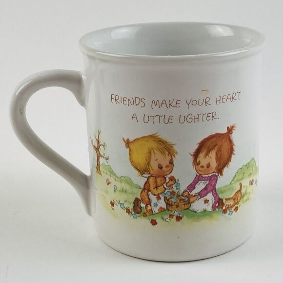 Hallmark Betsey Clark Mug Mates Friends Make Heart Lighter Vintage 1983 Rainbow - Picture 1 of 12